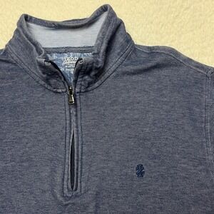 IZOD Pullover Mens Large Blue Saltwater Relaxed Classics Quarter Zip Sweater L